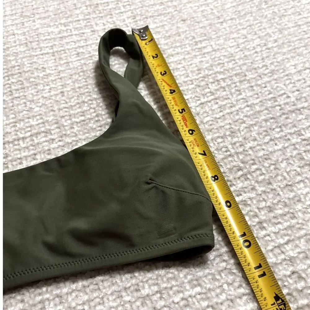 Aerie Scoop Neck Seamless Bralette Olive Green S‎ Small Minimalist Soft Stretch